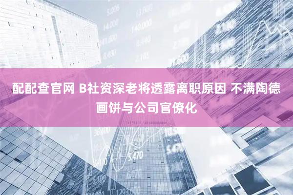 配配查官网 B社资深老将透露离职原因 不满陶德画饼与公司官僚化
